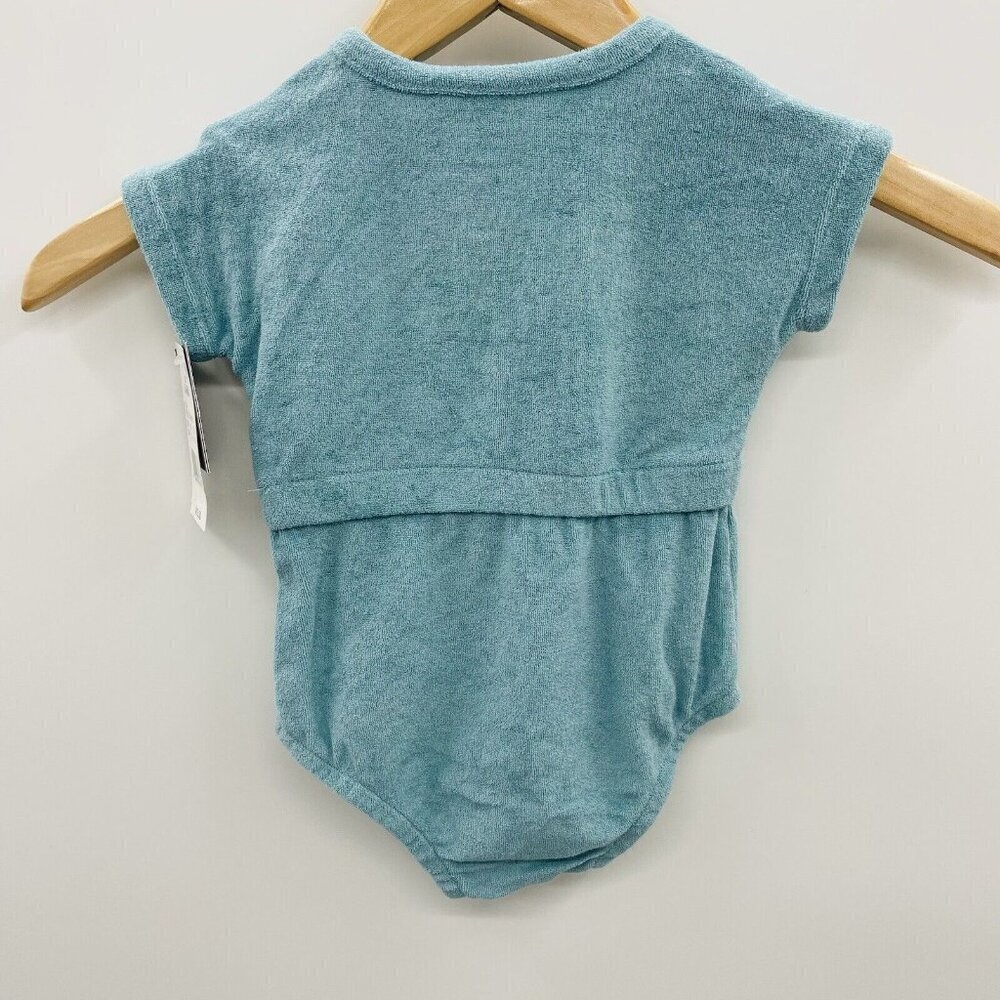 Grayson Mini Baby Girls 3-6M Tie Waist Terry Bubble Romper Turquoise Blue 2532 - Picture 5 of 7